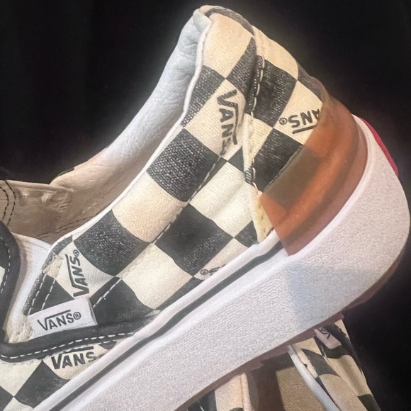 Vans Black and White Checkered Platform Slip Ons - Picture 5 of 8